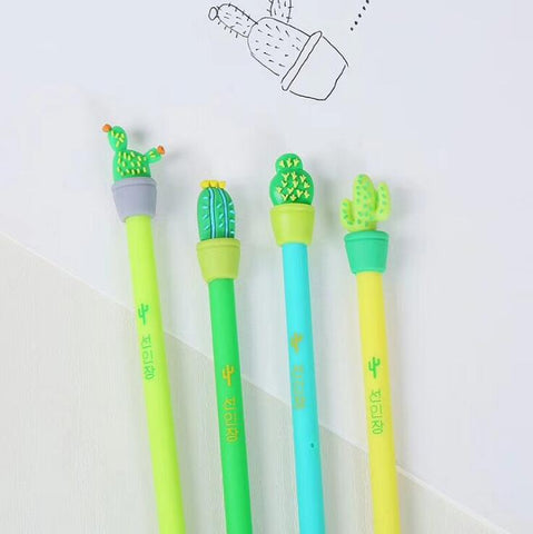 4 pcs/lot Green Cactus Plant Gel Pen Promotional Gift Stationery School & Office Supply